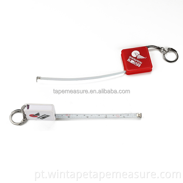 Porta-chaves de bolso de plástico ABS promocional personalizado de sua marca com fita métrica de aço
